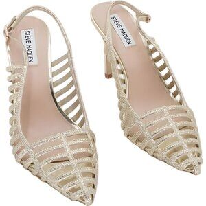 Steve Madden Carleigh Rhinestone Slingback Pointed Toe Pumps Gold US 9